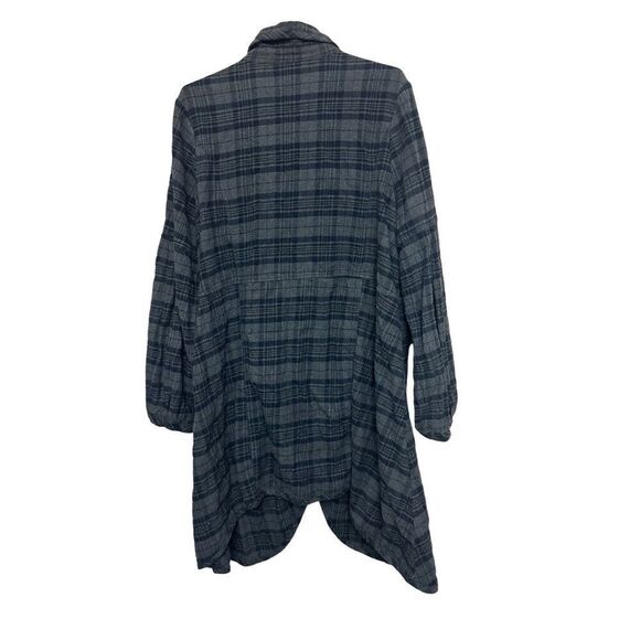 Free People Duster Womens Gray Oversized Plaid Flannel Coat Robe Jacket - Picture 2 of 8